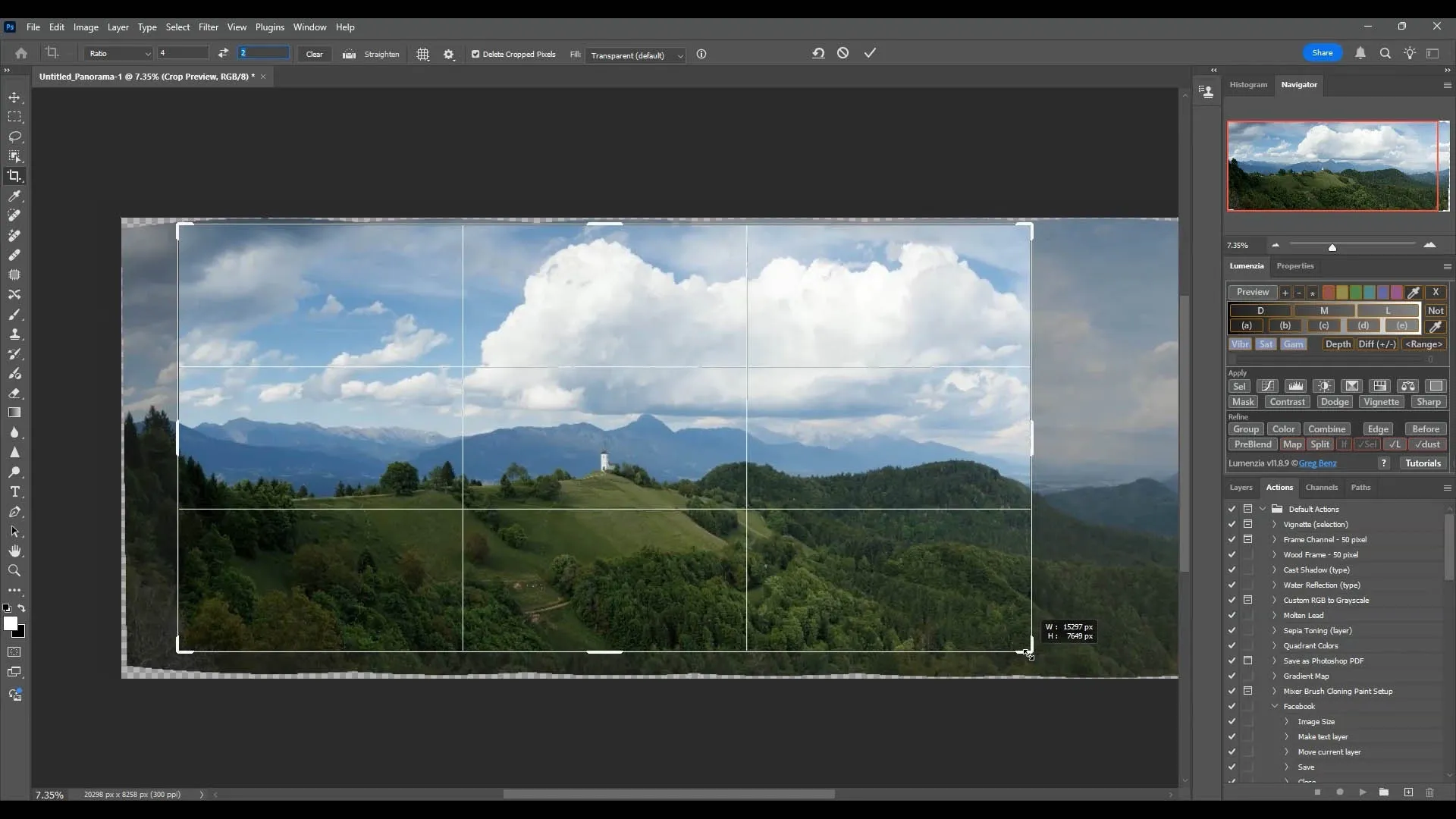 Cropping the stitched panoramic photo
