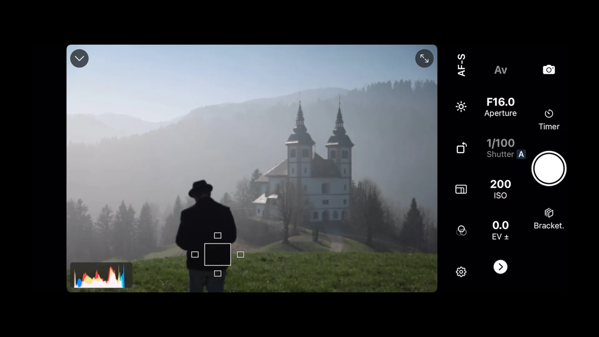 Using the live view in Shutter to position yourself in the photo.