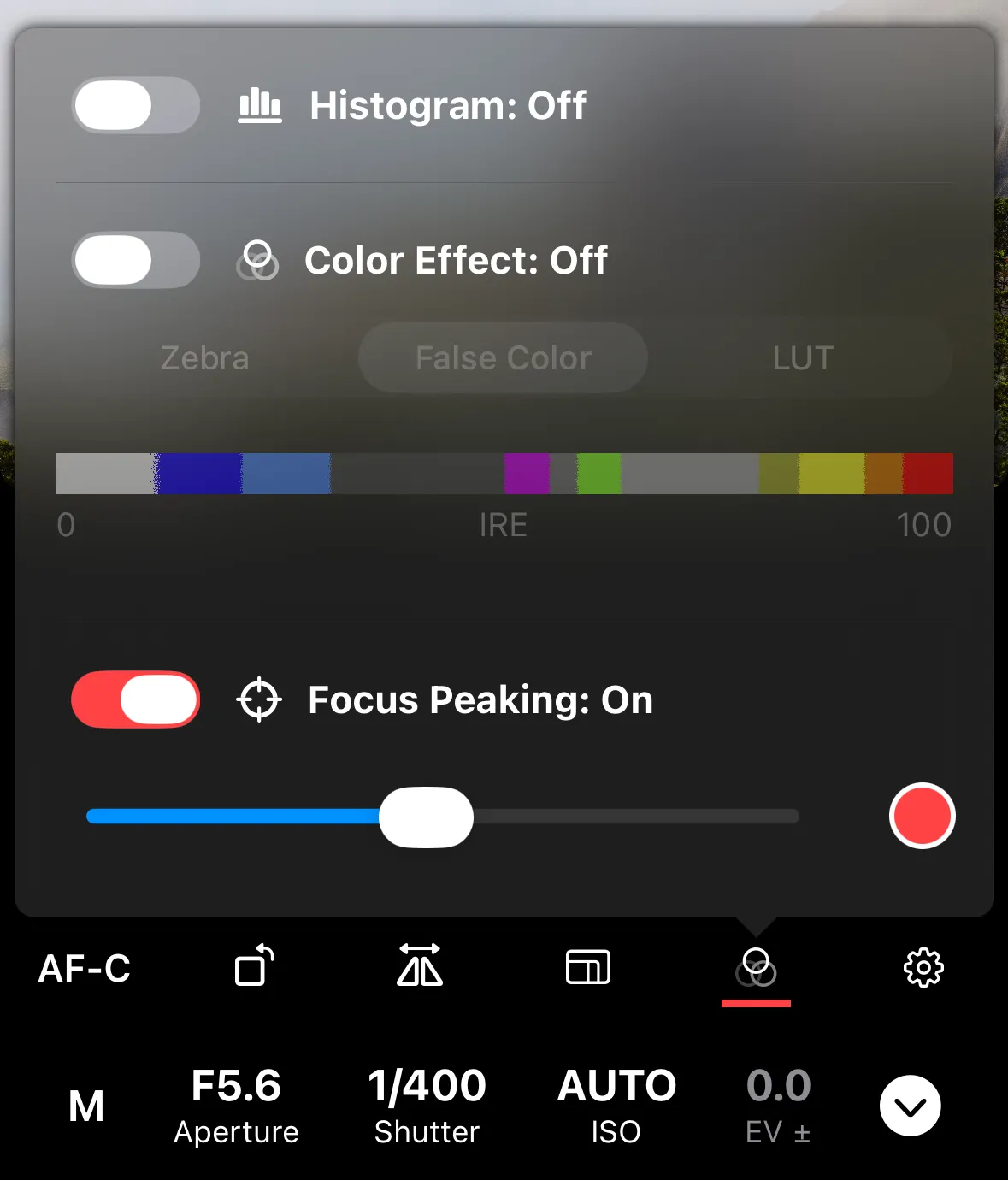 How to turn on focus peaking in Shutter+