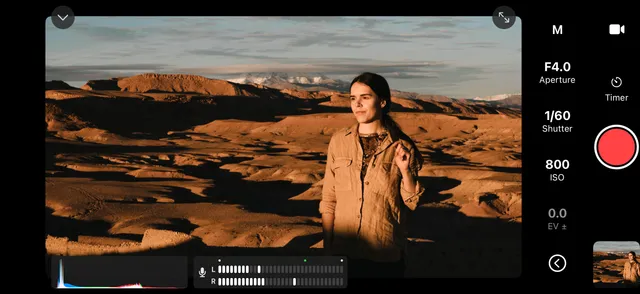 Live view with audio level monitoring for Canon cameras in Shutter+.