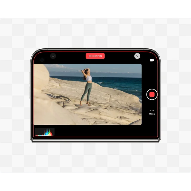 Shutter+ recording video on a folded iPhone Duo.